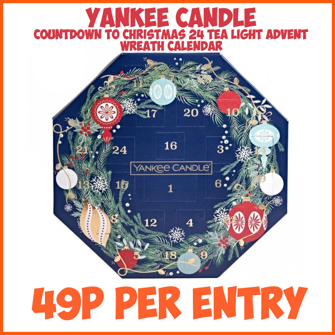 Yankee Candle Countdown to Christmas 24 Tea Light Advent Wreath
