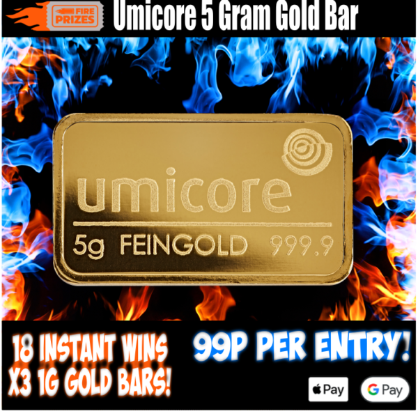 Umicore 5 Gram Gold Bar (+18 Instant Wins)