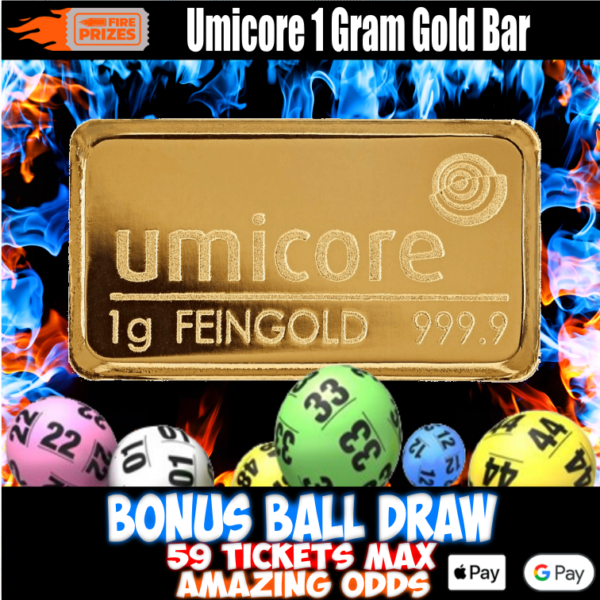 Umicore 1 Gram Gold Bar (Bonus Ball Draw – Sat 29th July 2023)