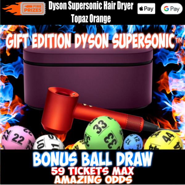 Dyson Supersonic Hair Dryer Topaz Orange (Bonus Ball Draw – Saturday 13th May 2023)