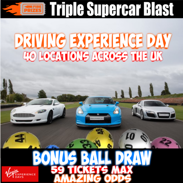 Triple Supercar Blast (Bonus Ball Draw – Saturday 16th September 2023)