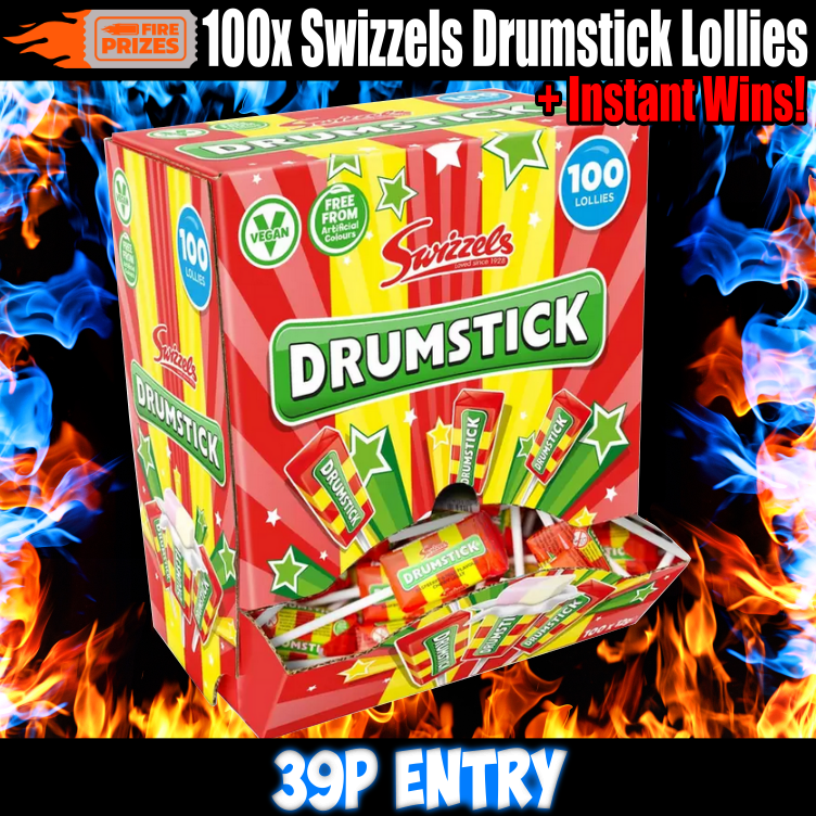 100x Swizzels Drumstick Lollies + 10 Instant Wins (AUTO DRAW) – FIRE PRIZES
