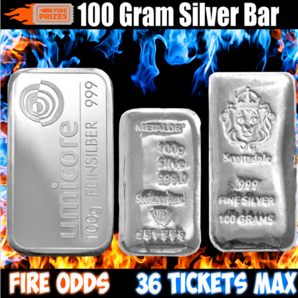 100 Gram Silver Bar #5 – FIRE ODDS