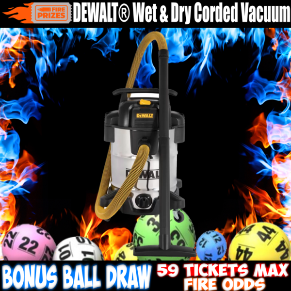 DEWALT® Wet & Dry Corded Vacuum (Bonus Ball Draw – Sat 9th Sep 2023)