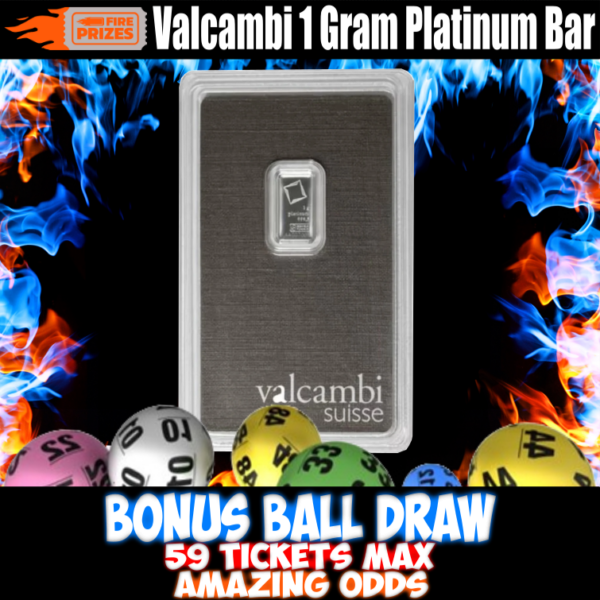 Valcambi 1 Gram Platinum Bar (Bonus Ball Draw – Sat 9th December 2023)