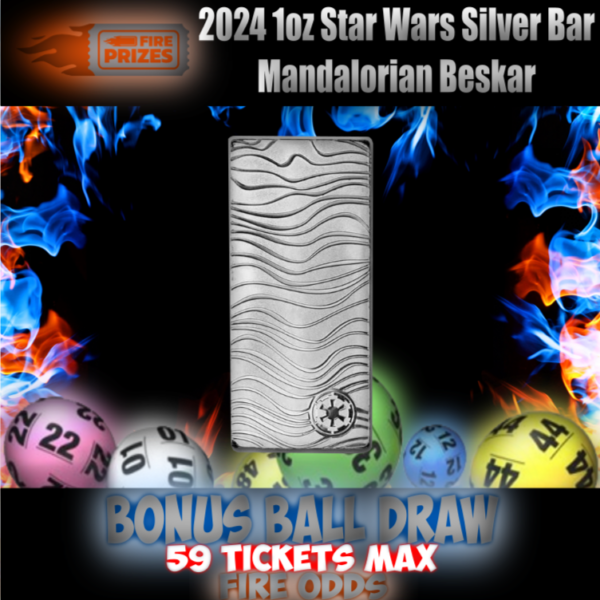 2024 1oz Star Wars Silver Bar Mandalorian Beskar (Bonus Ball Draw – Saturday 29th June 2024)